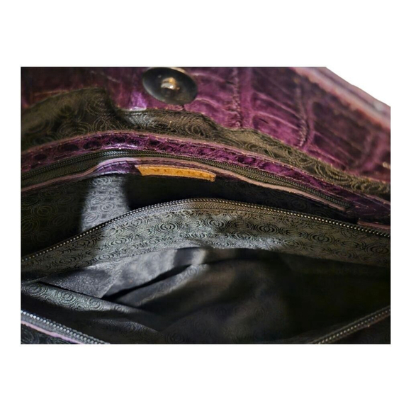 VEARI Purple Crocodile Embossed Leather Shoulder Bag Size XL - Picture 11 of 13